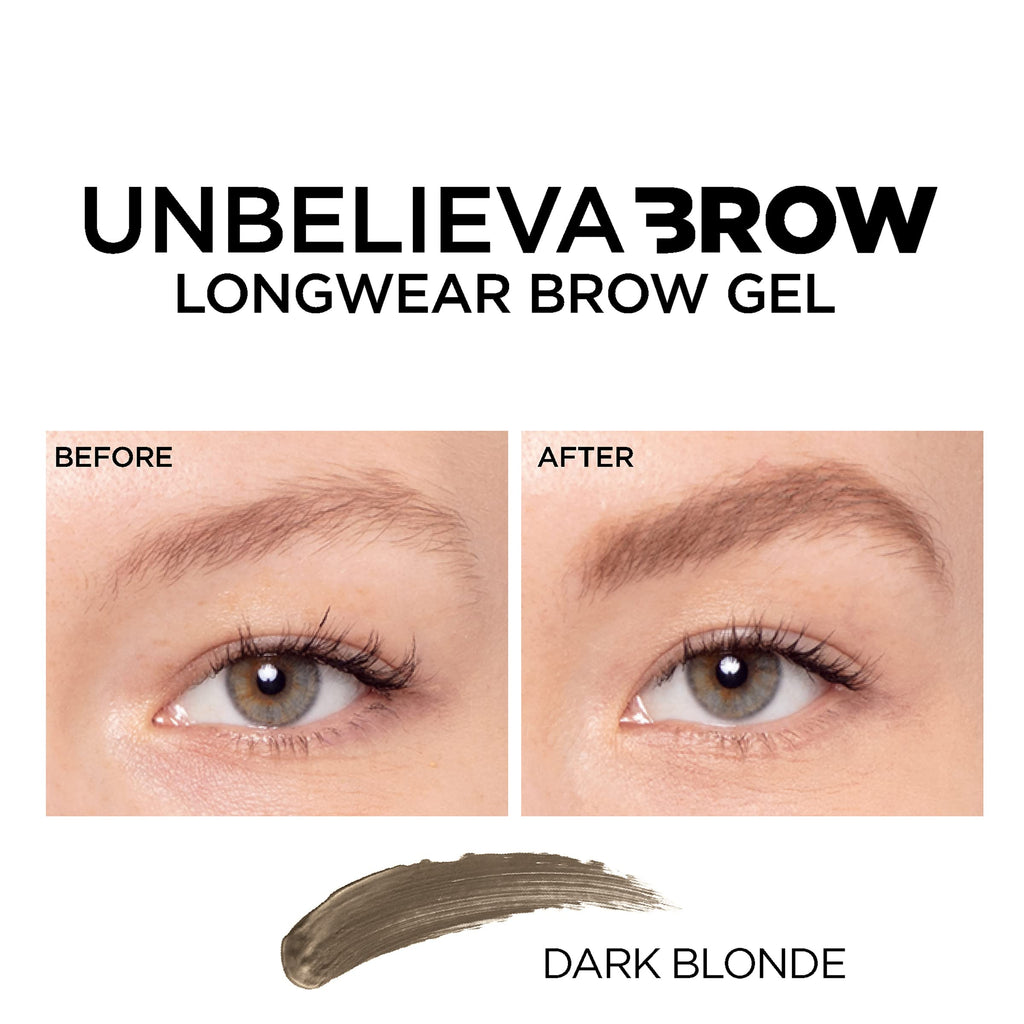 L'Oreal Paris Unbelieva-Brow Longwear Waterproof Tinted Brow Gel – Smudge-Resistant, Quick-Drying, Dark Blonde 0.15 fl oz