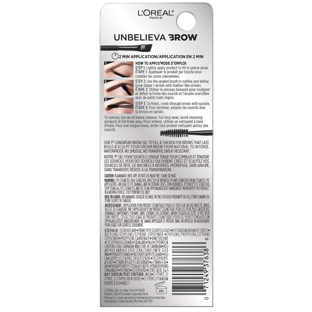 L'Oreal Paris Unbelieva-Brow Longwear Waterproof Tinted Brow Gel in Blonde | 0.15 fl oz