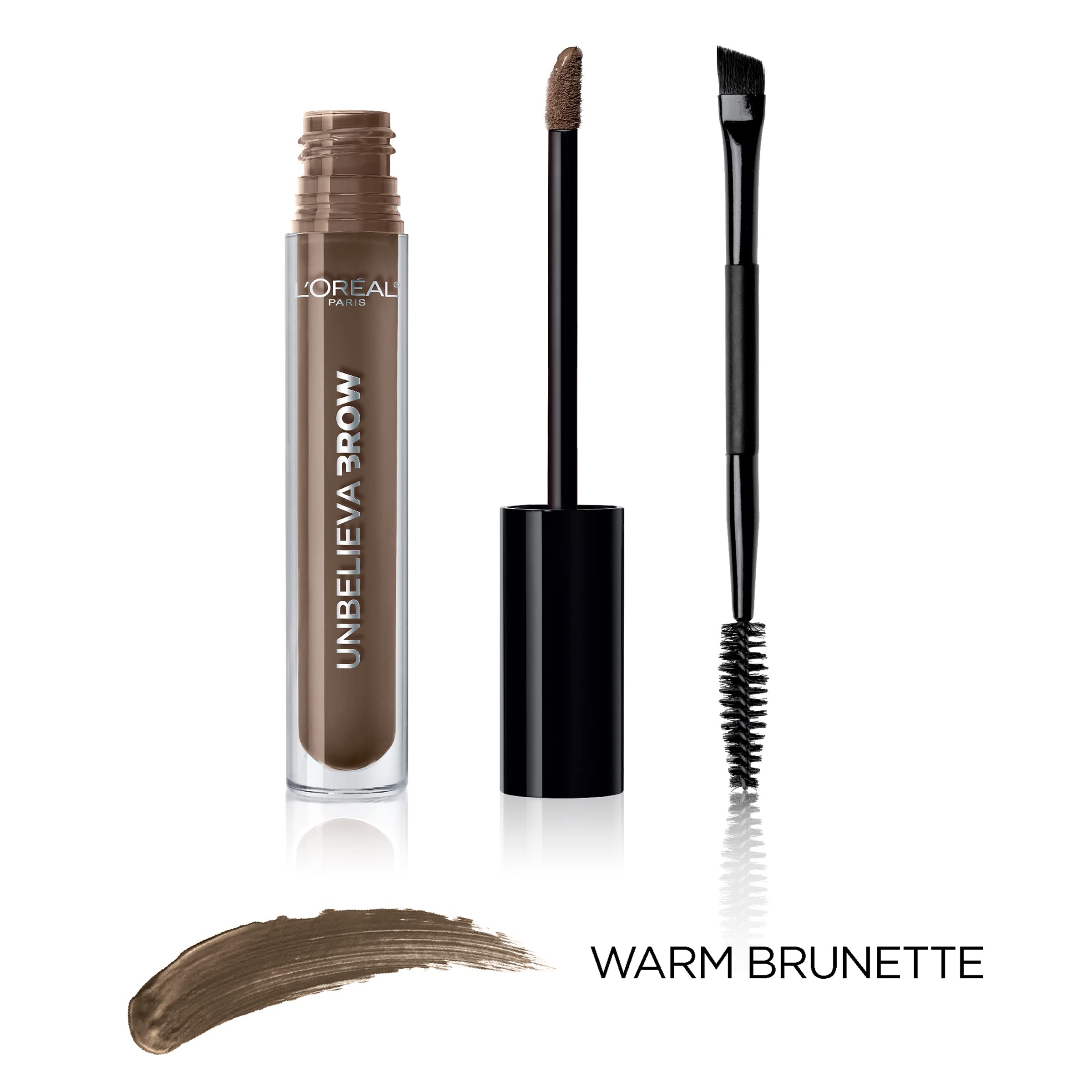 L'Oreal Paris Unbelieva-Brow Longwear Waterproof Tinted Brow Gel – Smudge-Proof Warm Brunette, 0.15 oz