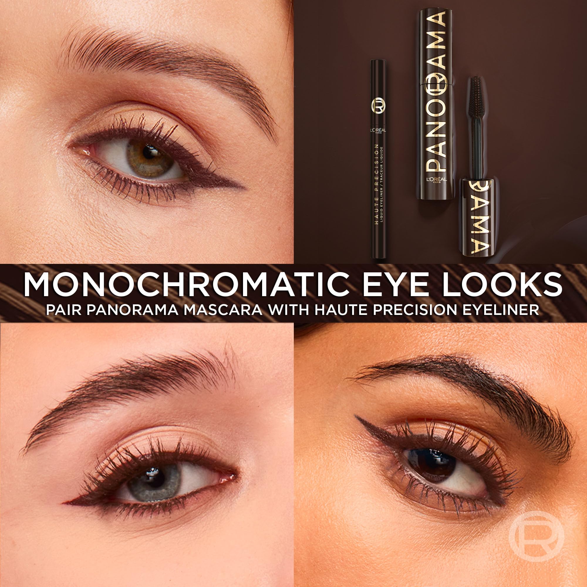 L'Oréal Paris Voluminous Panorama Chromatic Mascara – Brown Leather, 24h Wear