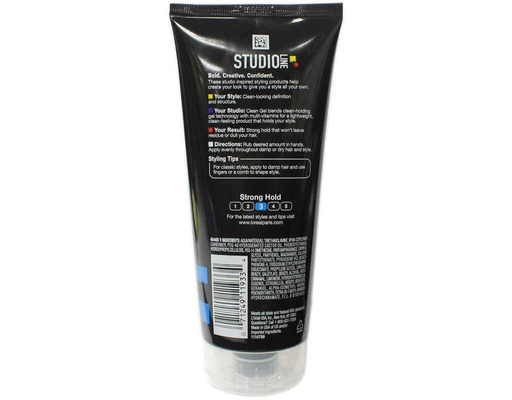 L'Oreal Studio Clean Gel Strong Hold 6.8 oz – Value Pack of 2