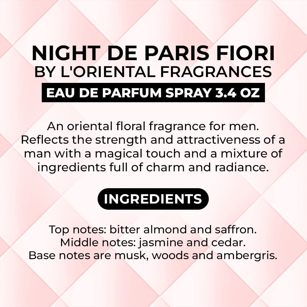 L'ORIENTAL Night De Paris Fiori EDP – 3.4 oz | Unisex Amber-Floral