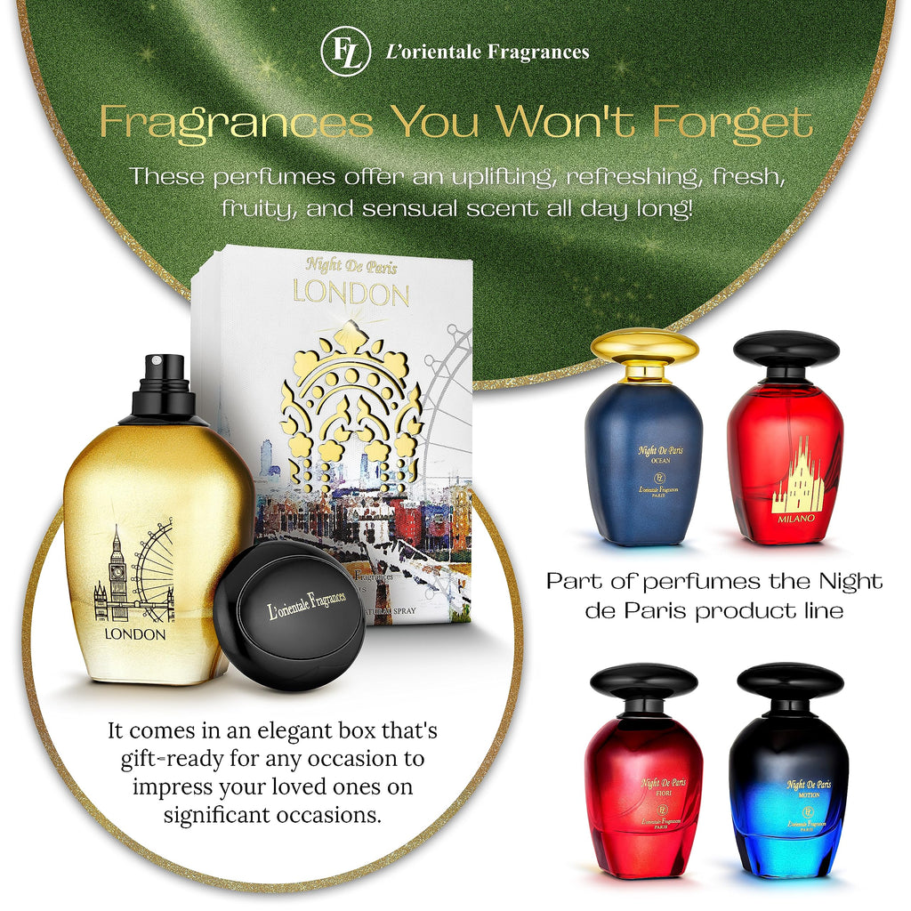 LOrientale Fragrances Night De Paris London – Oil-Based Amber Spicy EDP (100ml)