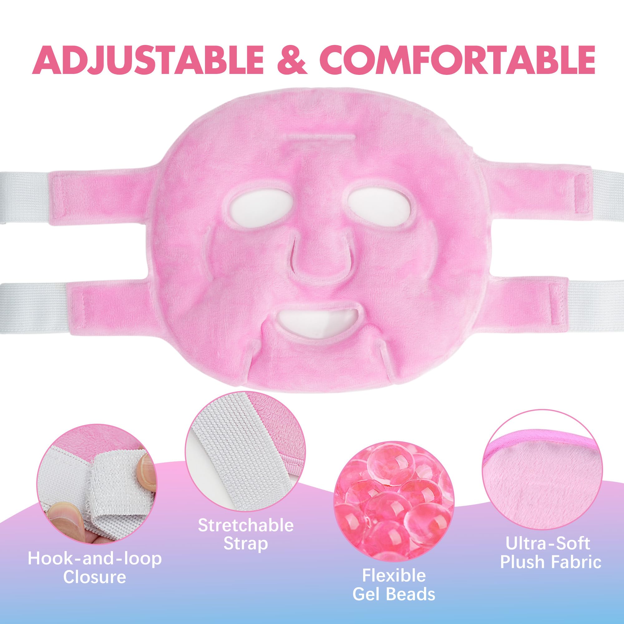 LotFancy Face Ice Pack — Reusable Gel Bead Cold/Hot Mask (Pack of 2)