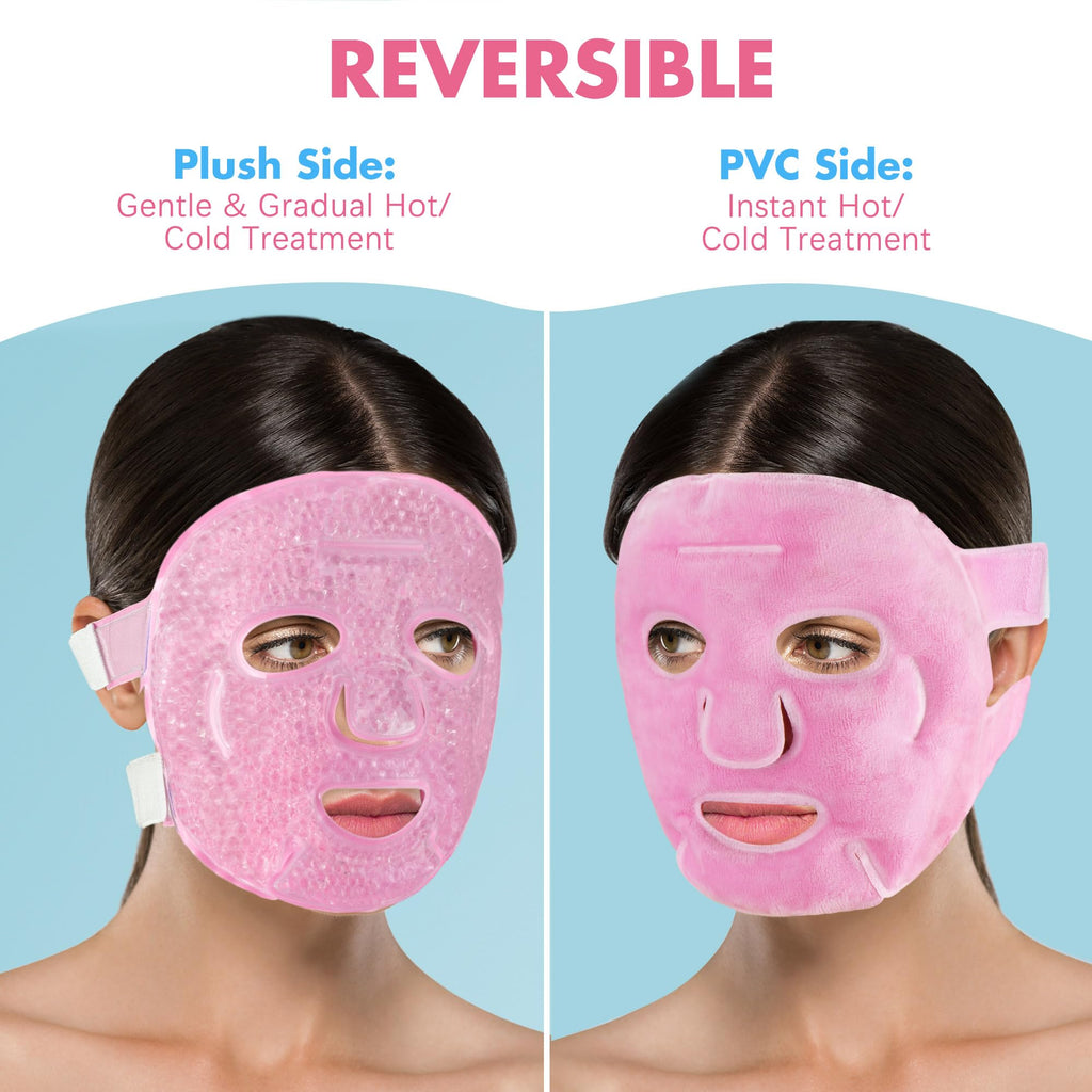 LotFancy Face Ice Pack — Reusable Gel Bead Cold/Hot Mask (Pack of 2)