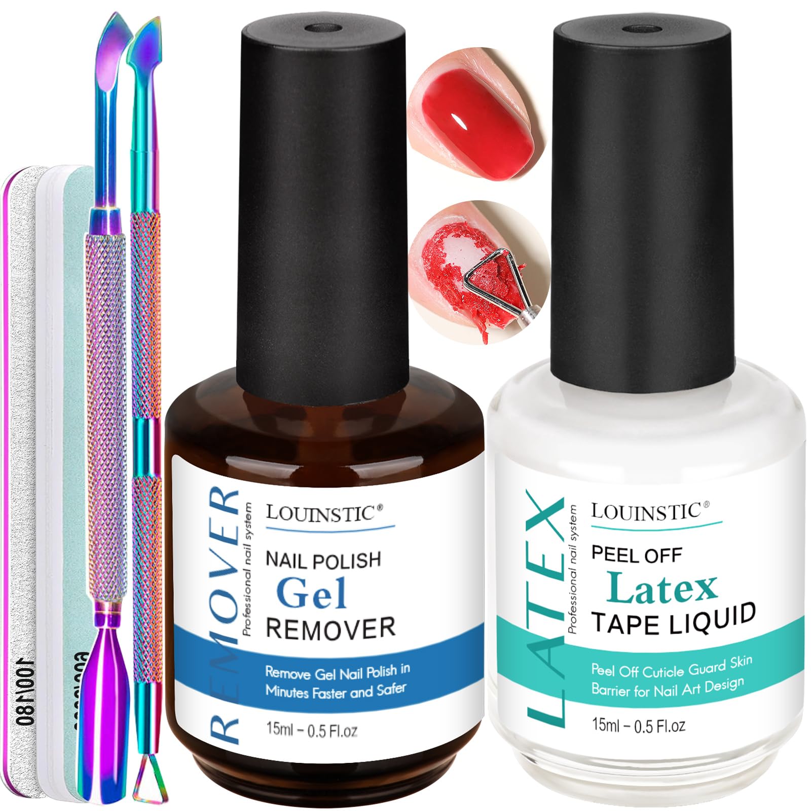 LOUINSTIC Gel Nail Polish Remover Kit — Quick, Acetone-Free Removal in 2–5 Minutes