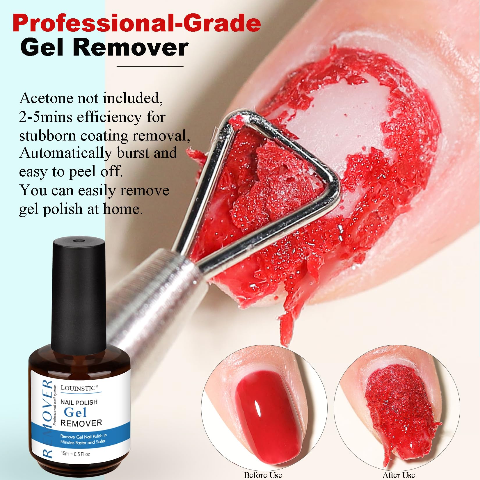 LOUINSTIC Gel Nail Polish Remover Kit — Quick, Acetone-Free Removal in 2–5 Minutes