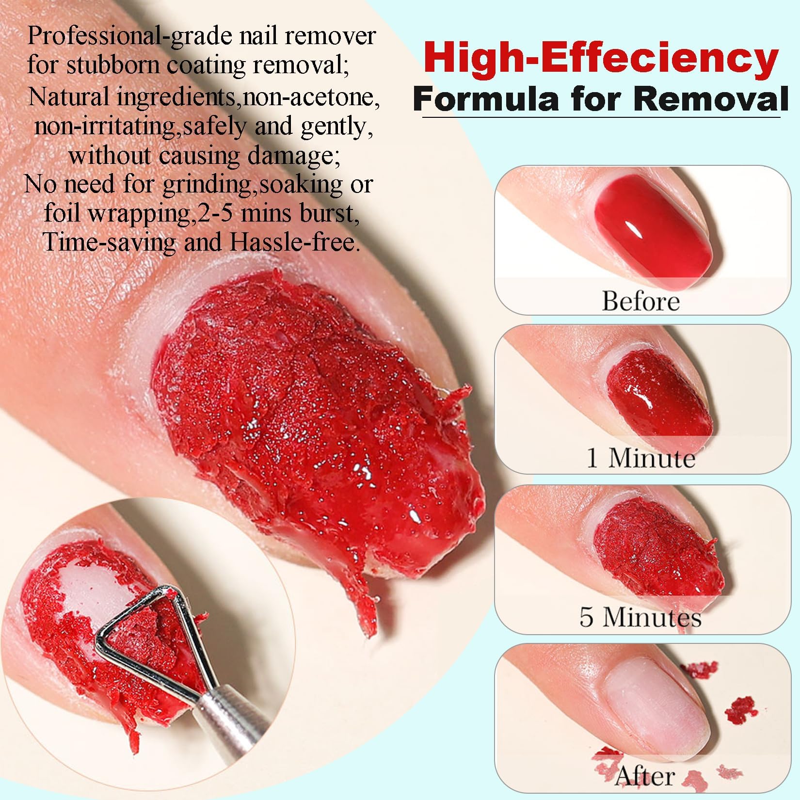 LOUINSTIC Gel Nail Polish Remover & Liquid Latex Kit – Fast 2–5 Minute Removal, Low Irritation, No Foil