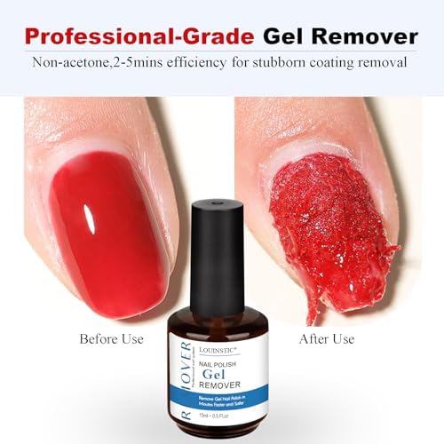 LOUINSTIC 2×15 ml Easy & Quick Gel Nail Remover Kit – Acetone-Free, No Soak, 2–5 Minute Removal