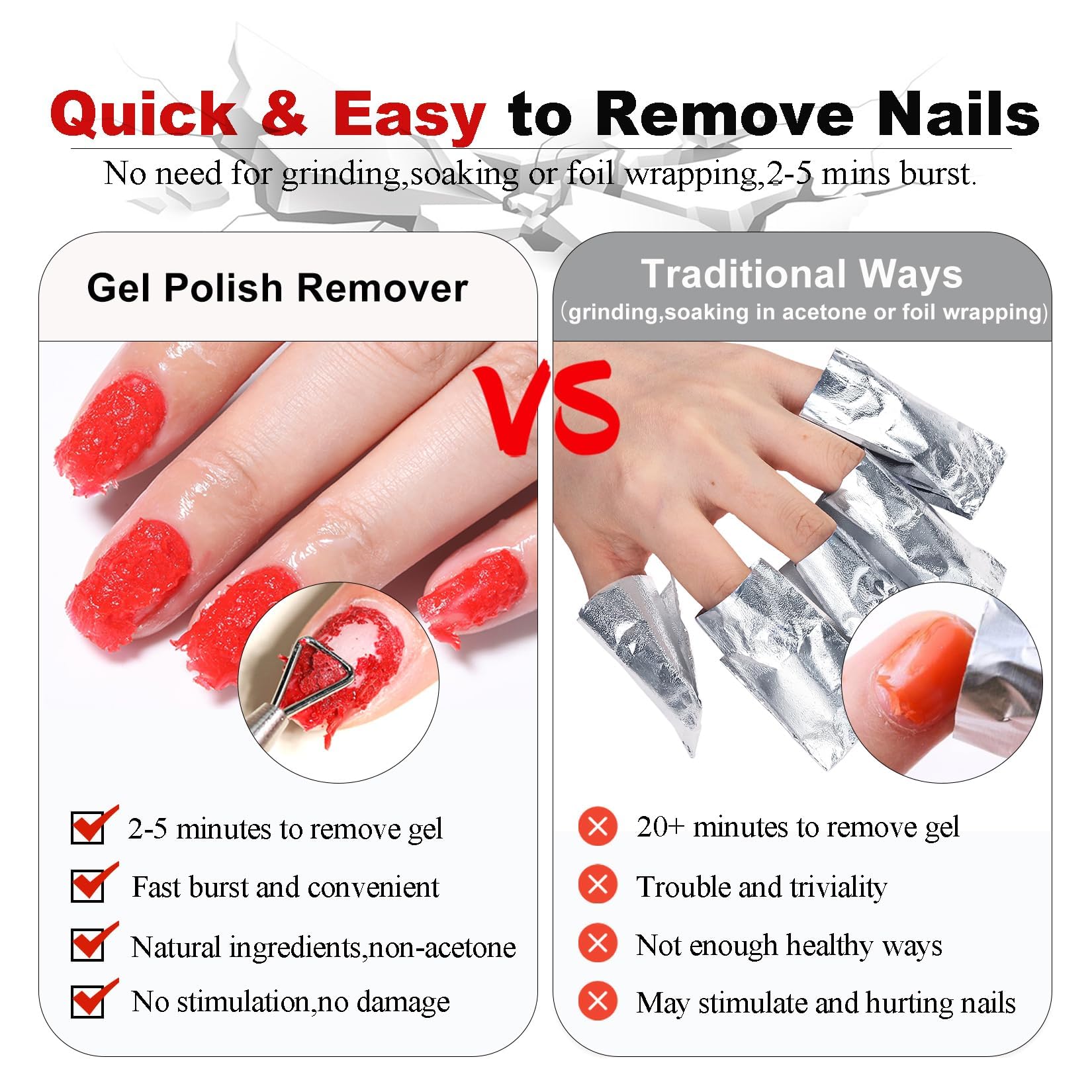 LOUINSTIC Gel Nail Remover & Cuticle Oil Kit – Quick 2–5 Min Gel Polish Removal, No Foil, Low Odor