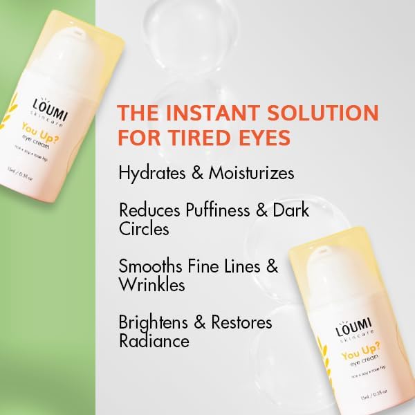 LOUMI Skincare The Glow Pack – Hydrating All Day Cream, You Up? Eye Cream, Rose Glow Oil, Revive Retinol Drops