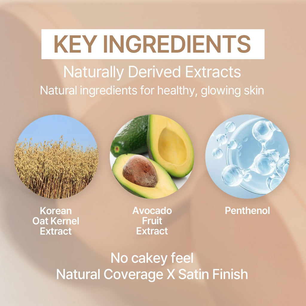 LOVB LOVB Natural Cover Glow Cushion Foundation | Satin Radiant Finish | Korean Foundation Makeup | Long-Lasting Natural Coverage | Porcelain Ivory 0.42 oz