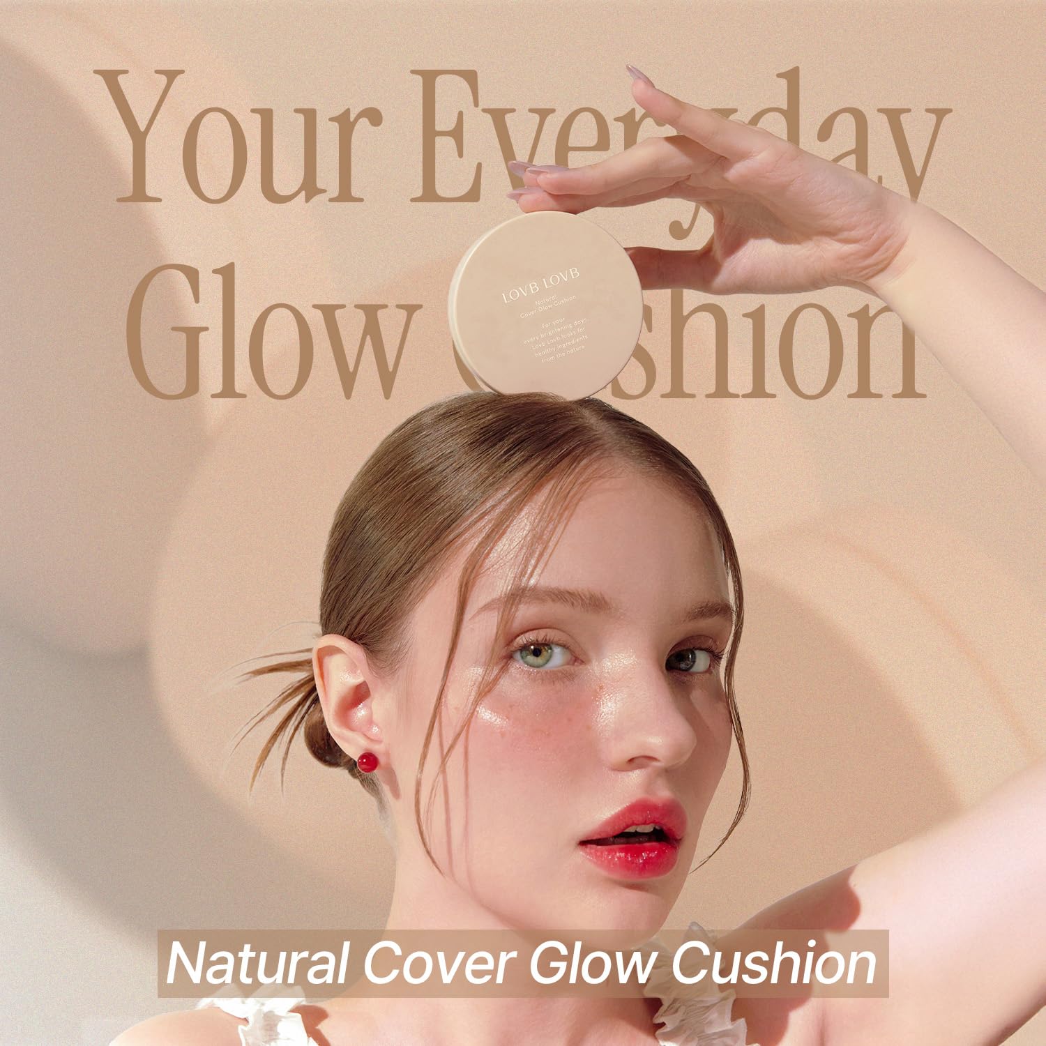 LOVB LOVB Natural Cover Glow Cushion Foundation | Satin Radiant Finish | Korean Foundation Makeup | Long-Lasting Natural Coverage | Porcelain Ivory 0.42 oz