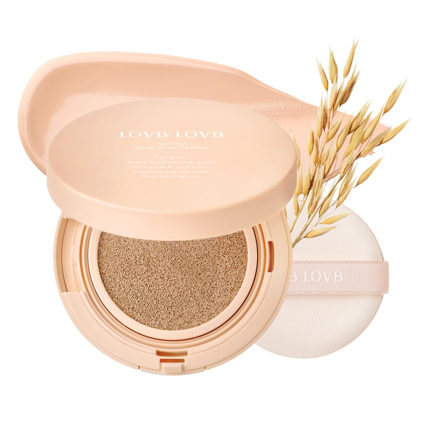 LOVB LOVB Natural Cover Glow Cushion Foundation | Satin Radiant Finish | Korean Foundation Makeup | Long-Lasting Natural Coverage | Porcelain Ivory 0.42 oz