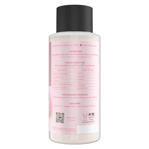 Love Beauty And Planet Vegan Collagen Moisture Shampoo Murumuru Butter & Rose — Pack of 4, 13.5 oz for Color-Treated Hair