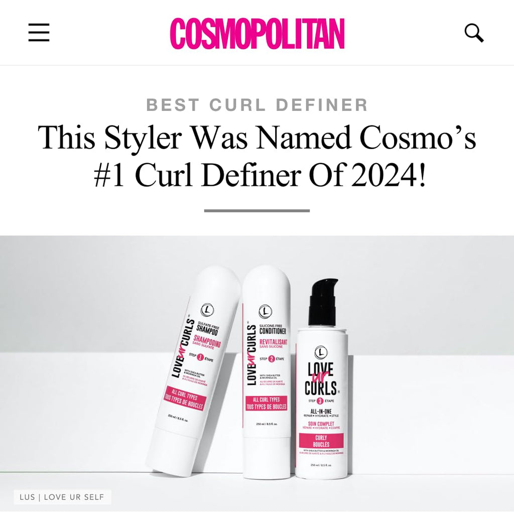 Love Ur Curls Fragrance-Free Shampoo & Conditioner Set with All-in-One Curl Styler | 3-Step Curl System (200 mL)