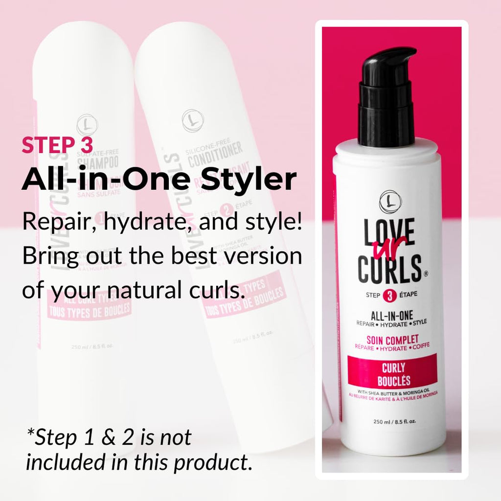 Love Ur Curls All-in-One Curl Cream Styler – Anti-Frizz, Repair & Definition (250 mL)