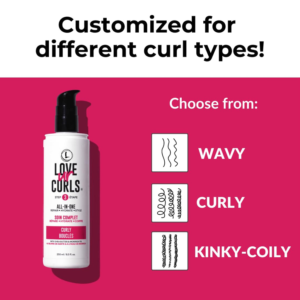 Love Ur Curls All-in-One Curl Cream Styler – Anti-Frizz, Repair & Definition (250 mL)