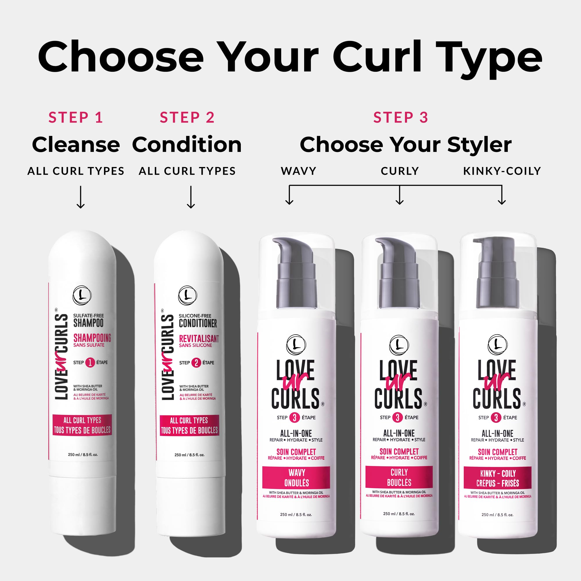 Love Ur Curls - 3-Step Shampoo, Conditioner & All-in-One Curl Styler for Curly Hair