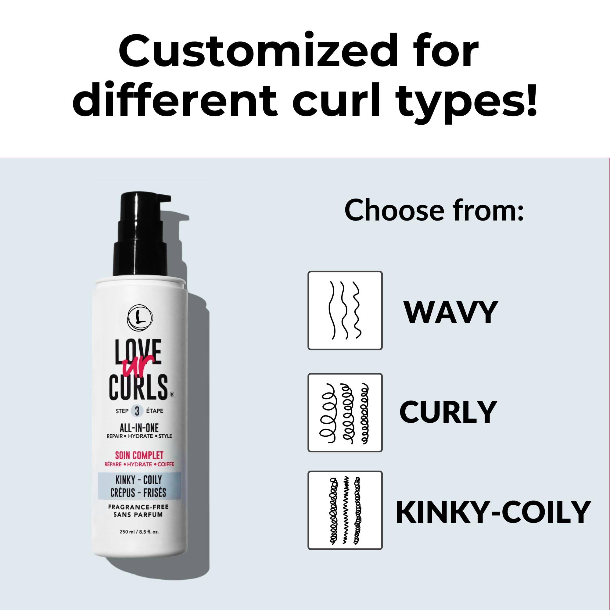 Love Ur Curls Fragrance-Free All-in-One Curl Cream Styler for Kinky Coily Hair, 250mL