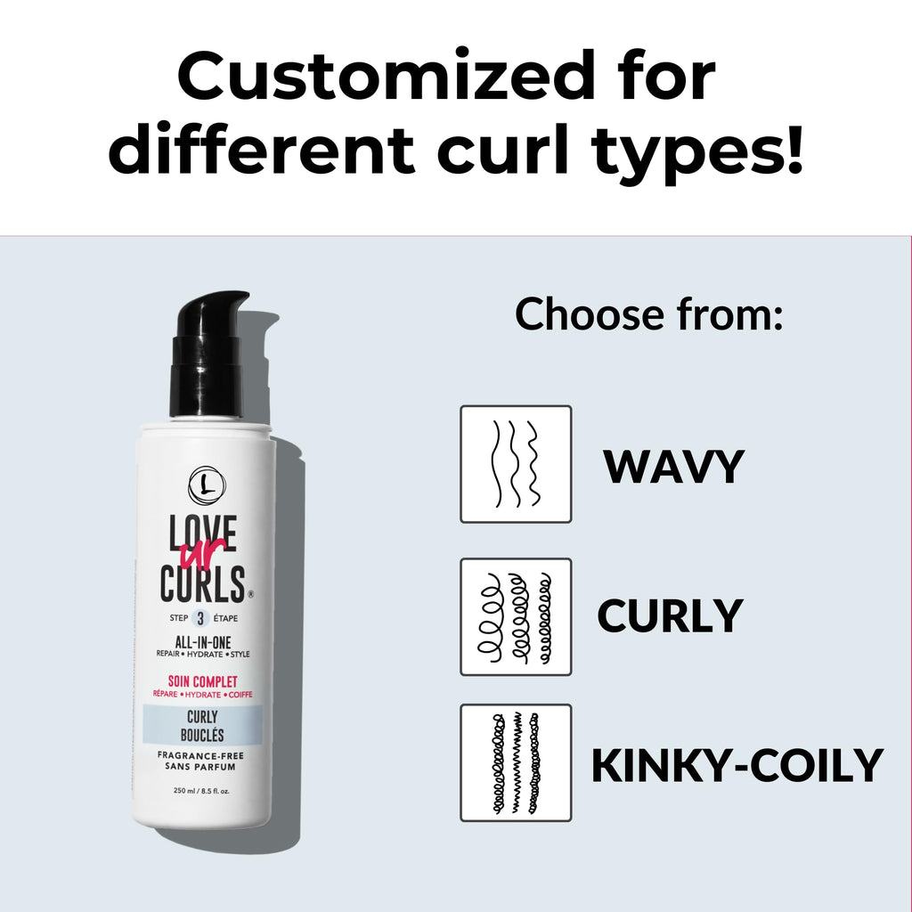 Love Ur Curls Fragrance Free All-in-One Curl Cream Styler – Define, Hydrate & Repair | 250mL