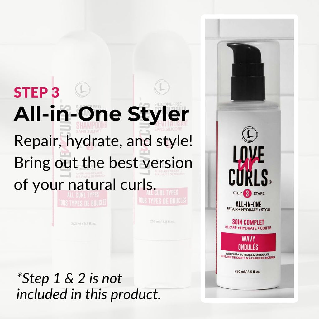 Love Ur Curls LUS All-in-One Styler for Natural Wavy Hair – 8.5 oz | Repair, Hydrate & Style in One Step