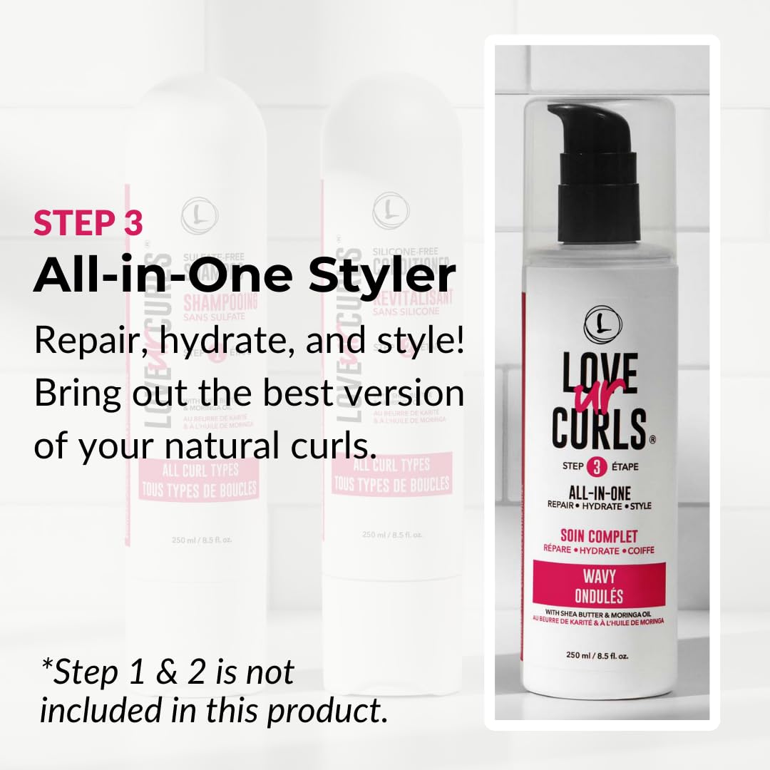 Love Ur Curls LUS All-in-One Styler for Natural Wavy Hair – 8.5 oz | Repair, Hydrate & Style in One Step