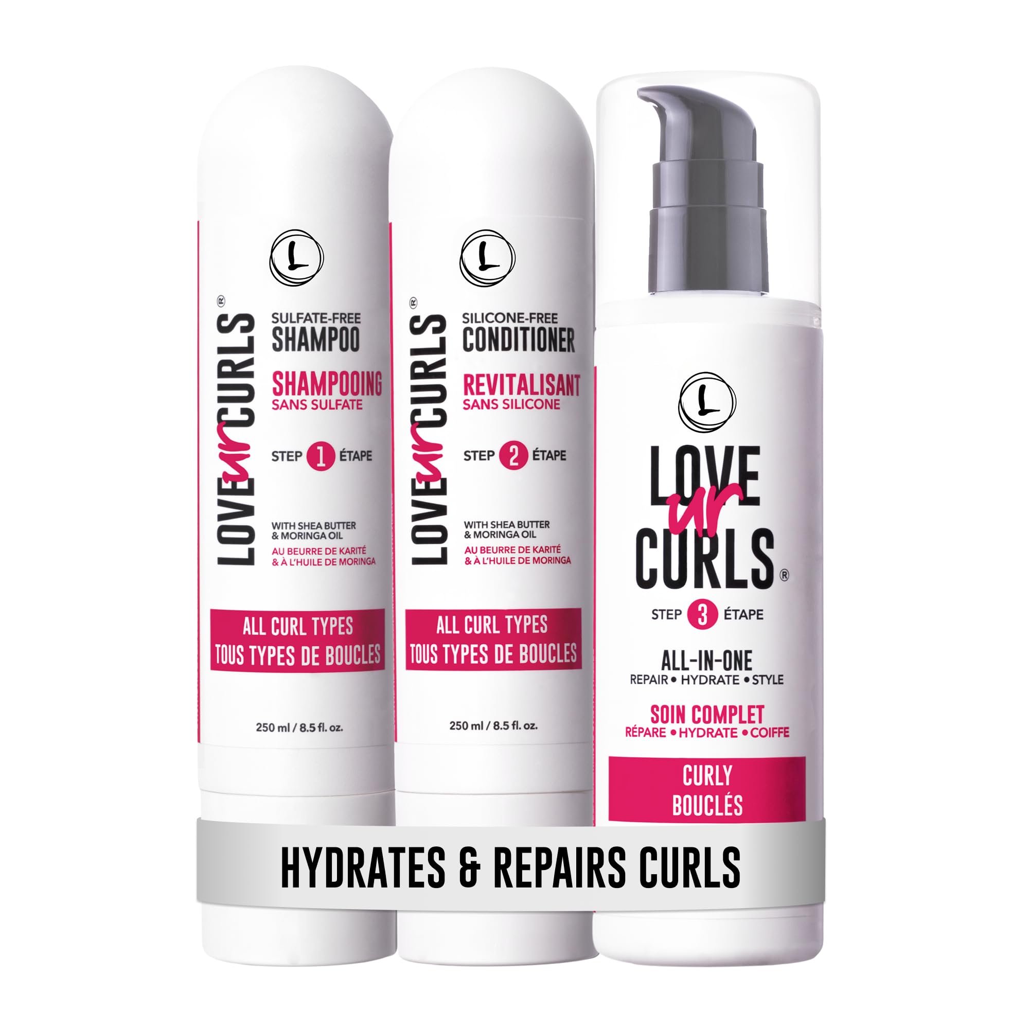 Love Ur Curls - 3-Step Shampoo, Conditioner & All-in-One Curl Styler for Curly Hair
