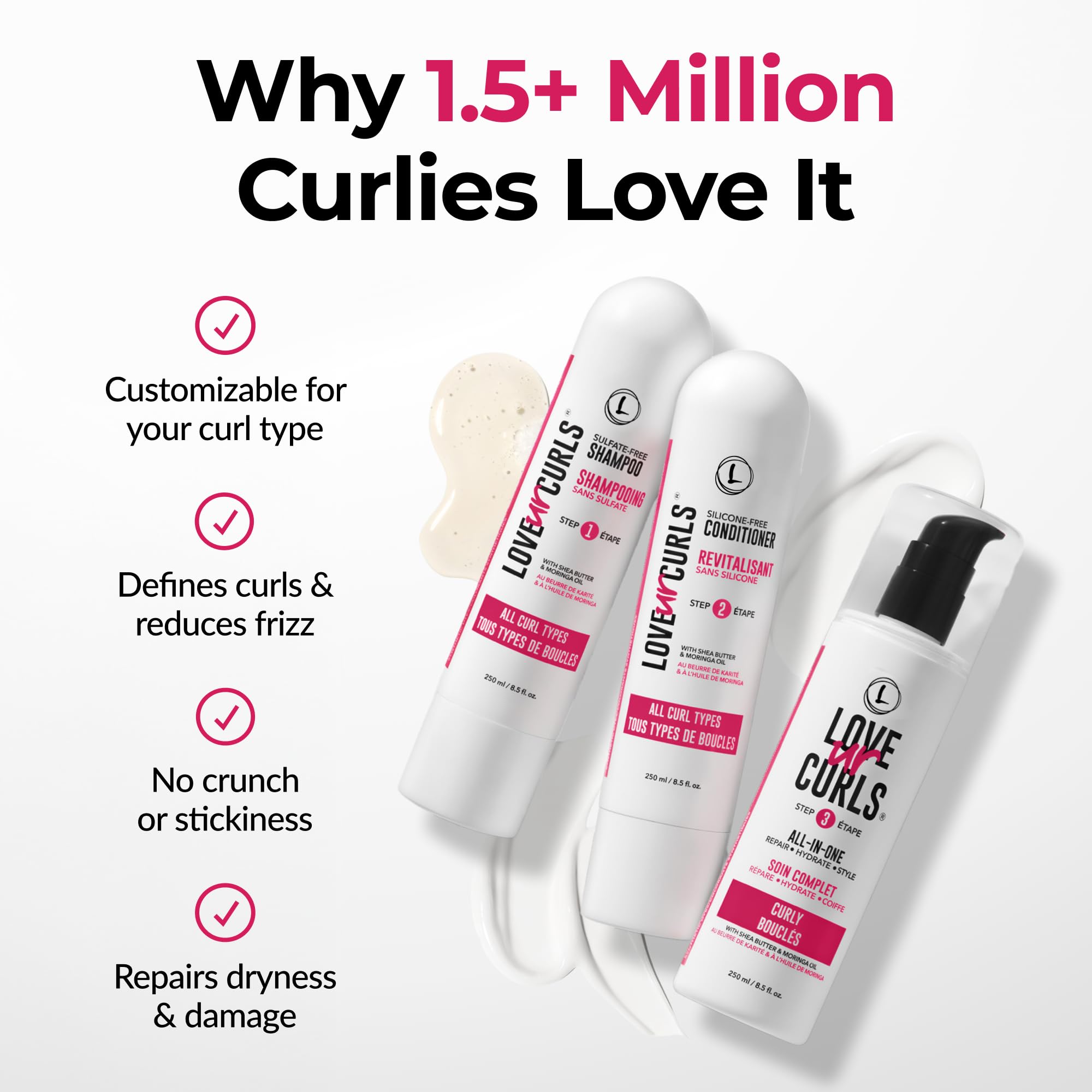 Love Ur Curls - 3-Step Shampoo, Conditioner & All-in-One Curl Styler for Curly Hair