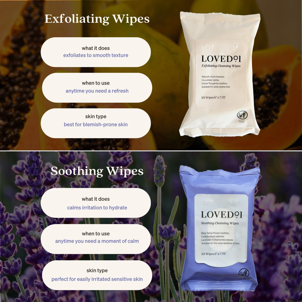 Loved01 Face & Body Cleansing Wipes with Salicylic Acid – John Legend Skincare, Oil & Fragrance-Free, No-Rinse (24 wipes)
