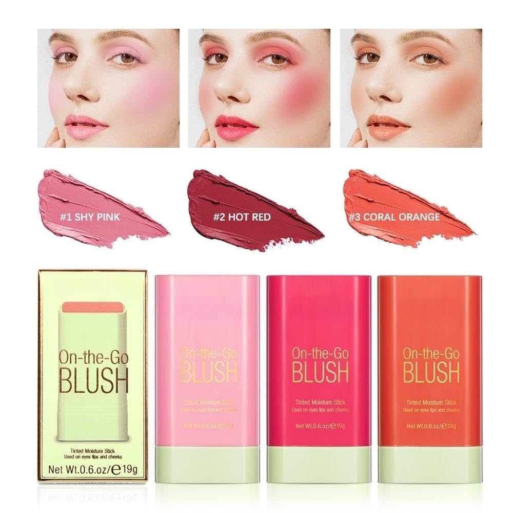 Lovelycat On-the-Go Makeup Blush Stick Set – Creamy, Long-Lasting Natural Nude for All Skin (3PC)