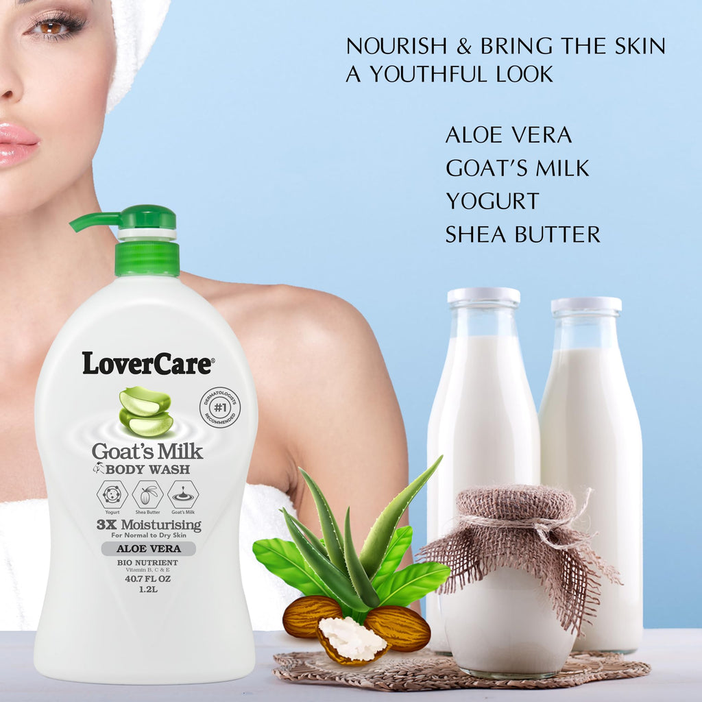 LoverCare Goat Milk Moisturizing Body Wash with Aloe Vera | 40.7 fl oz