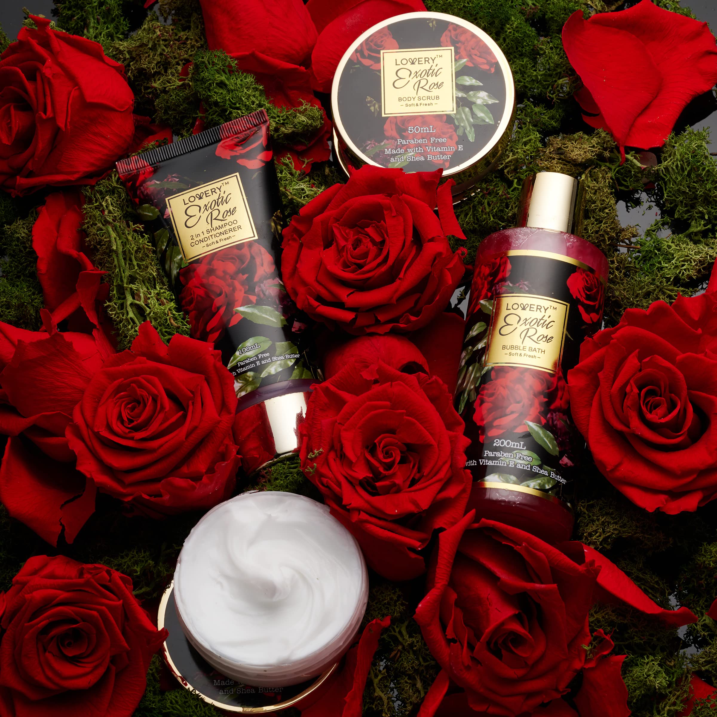 LOVERY Valentine's Gift Basket for Her – Exotic Rose Spa Gift Set