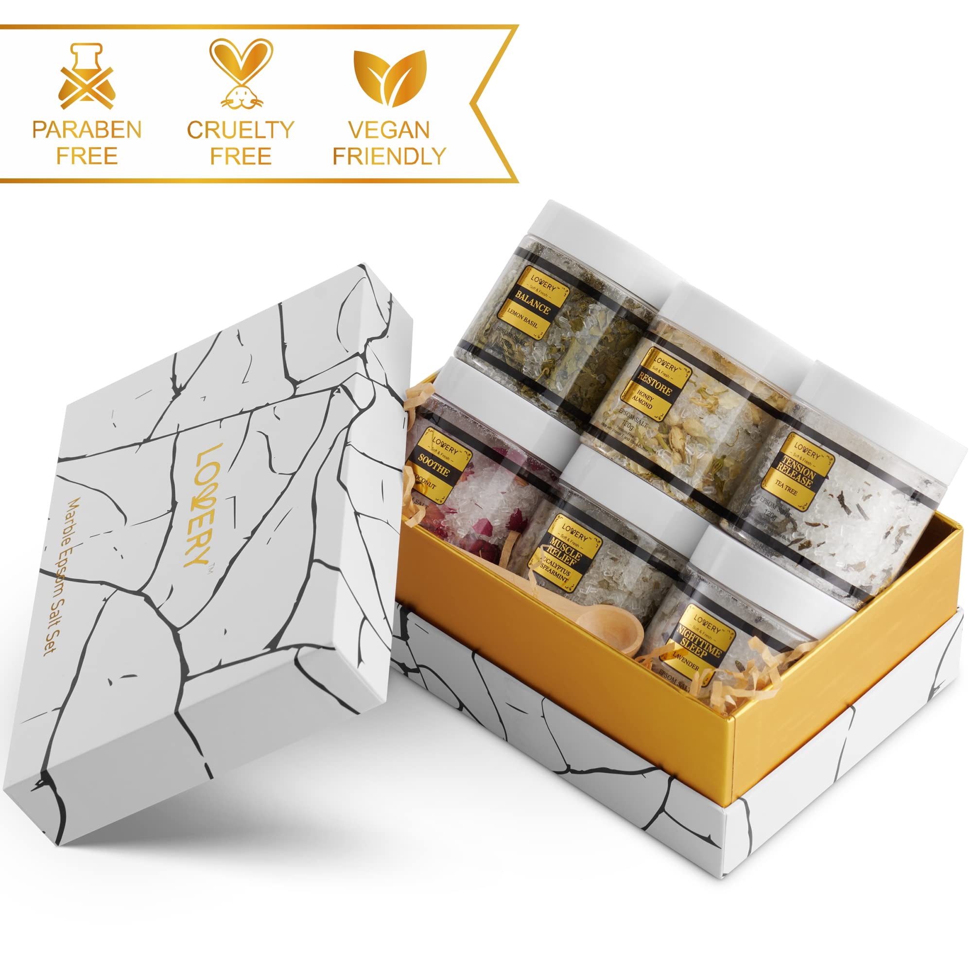 LOVERY Deluxe Epsom Bath Salts Gift Set – Spa-Quality Soaks in Lavender, Eucalyptus, Lemon & More