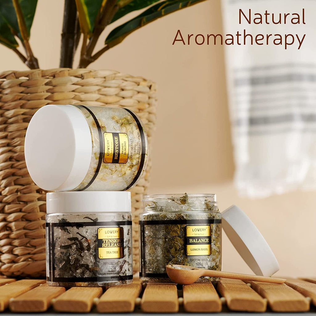 LOVERY Deluxe Epsom Bath Salts Gift Set – Spa-Quality Soaks in Lavender, Eucalyptus, Lemon & More