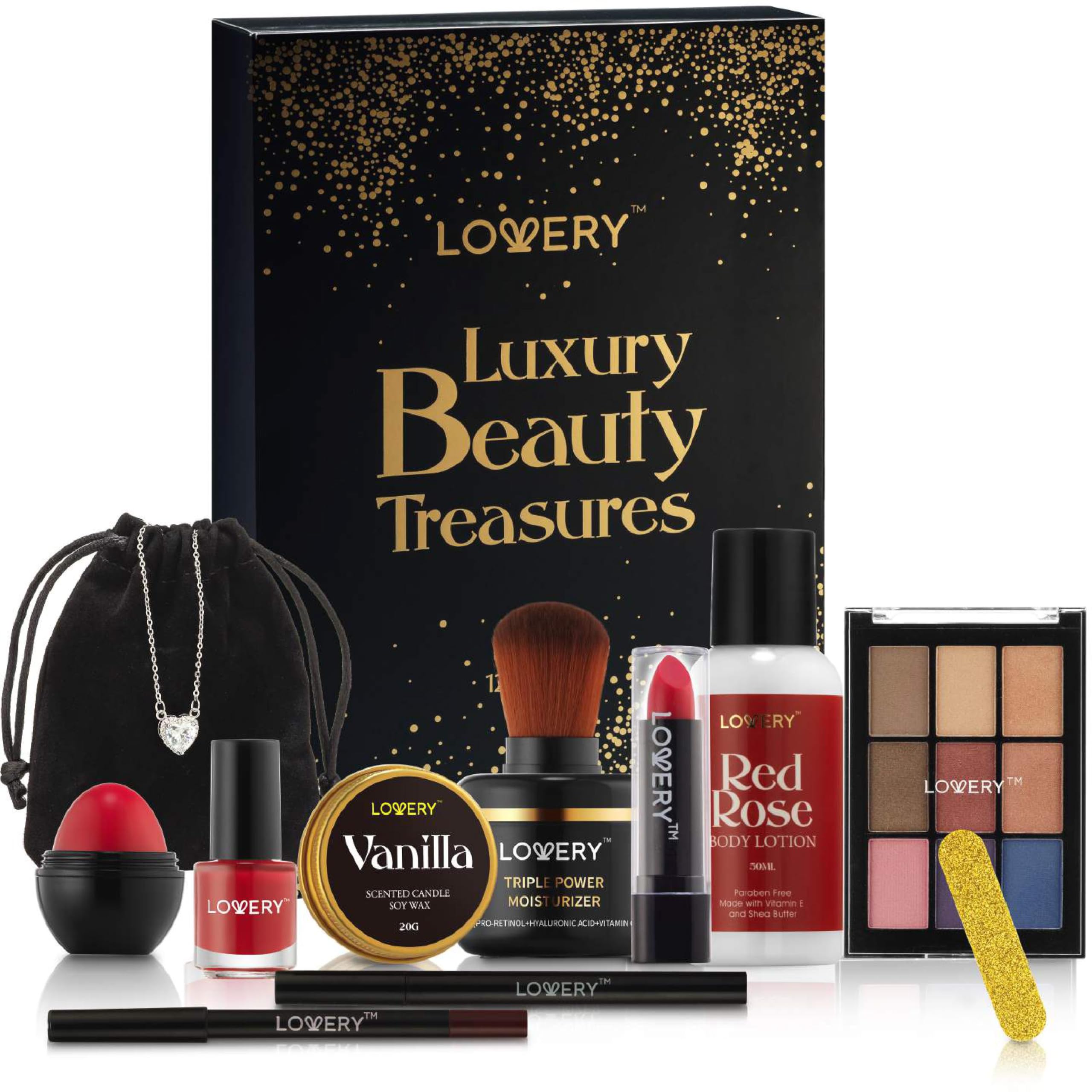Lovery Birthday Gifts for Her — Beauty Treasures 12 Day Makeup Gift Set