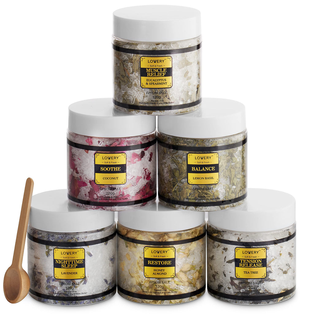 LOVERY Deluxe Epsom Bath Salts Gift Set – Spa-Quality Soaks in Lavender, Eucalyptus, Lemon & More