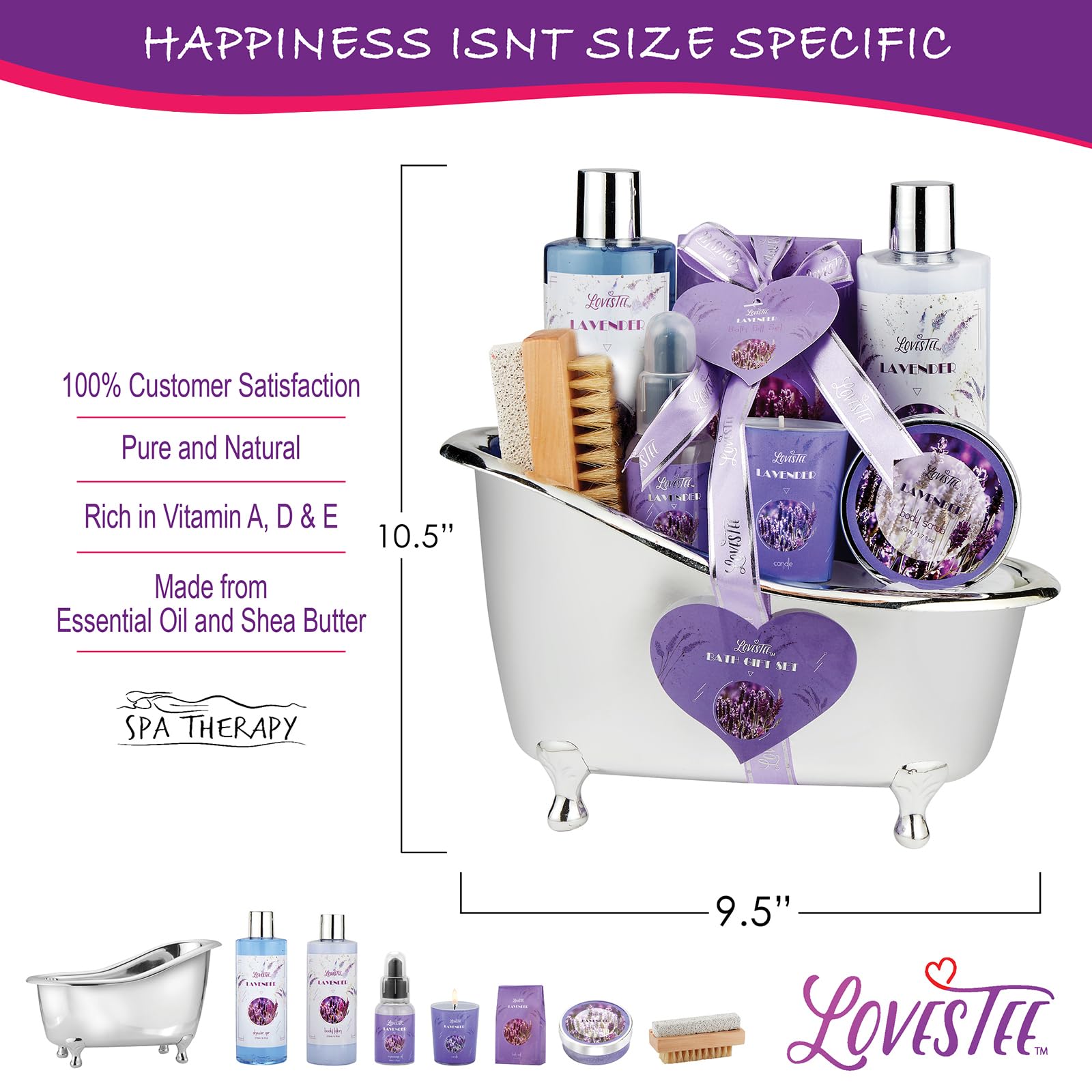 LOVESTEE Lavender Spa Gift Set – Christmas Bath & Body Kit with Candle