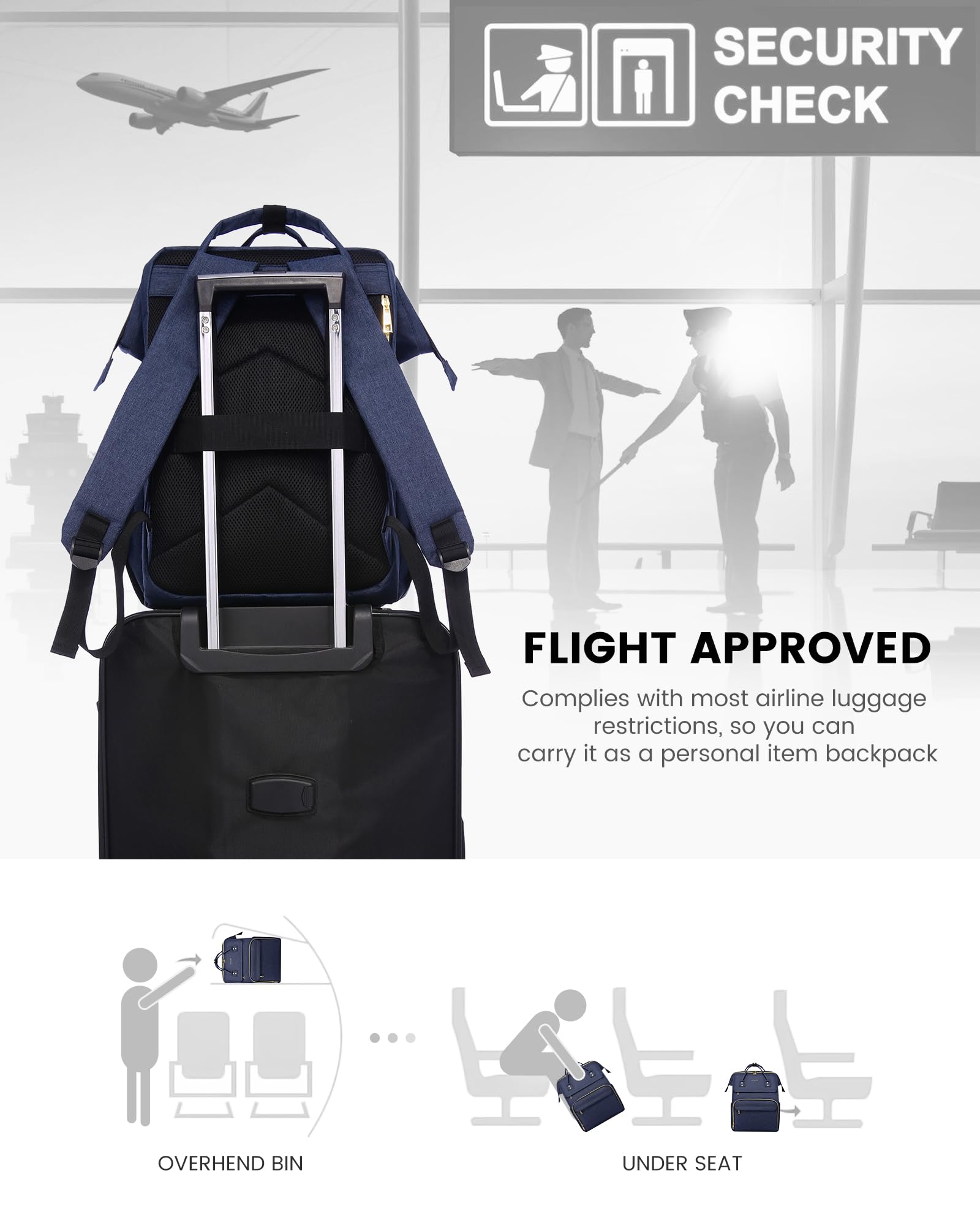 LOVEVOOK 17.3-Inch Laptop Backpack for Women – Navy, Water-Resistant, USB Port