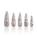 LOVFUL Press on Nails Silver Majesty | Handmade Full-Cover Crystals, Reusable Stiletto Nails