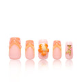 LOVFUL Tropical Fantasy Press on Nails – Handmade Full-Covered Crystals, Reusable Square 1.0 in