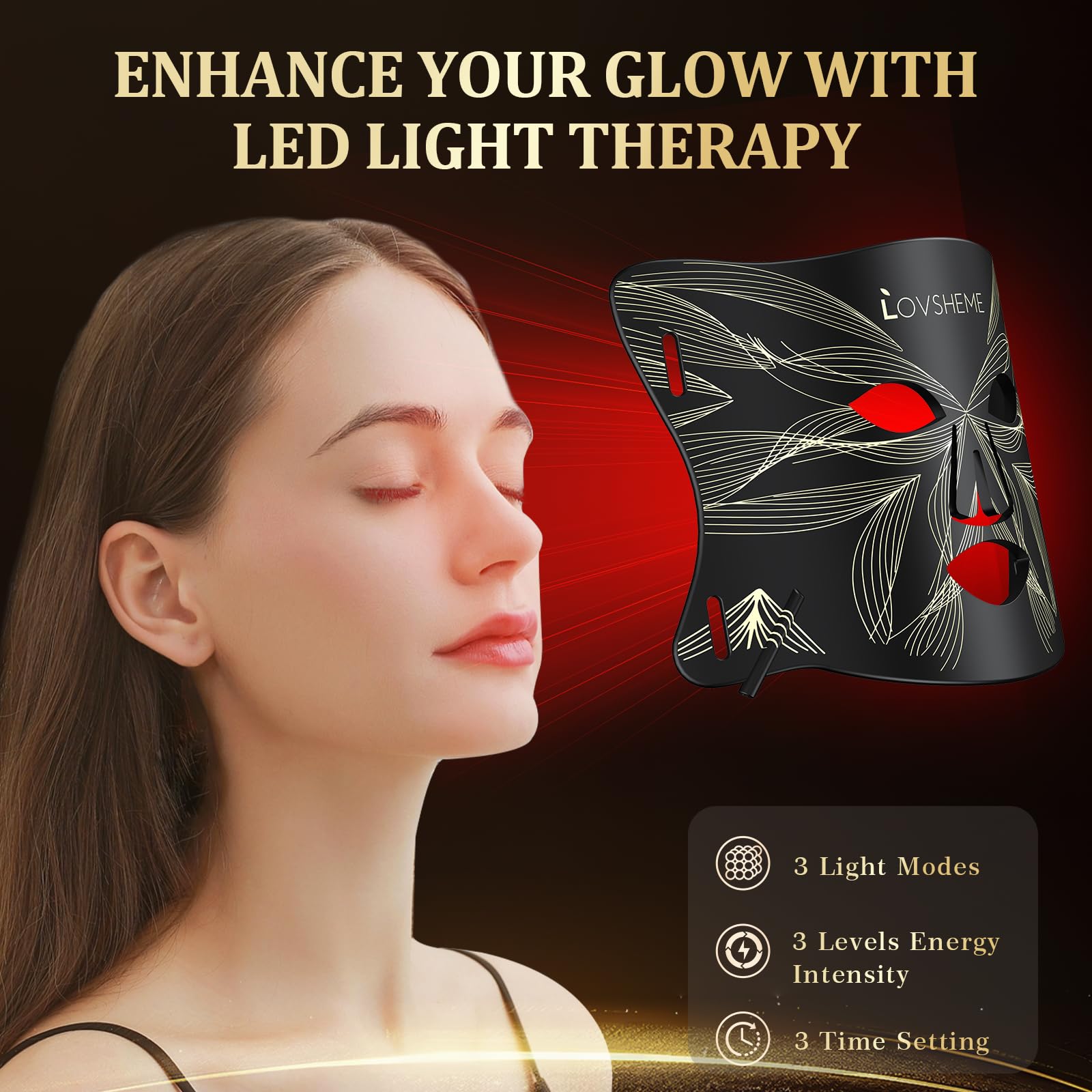 Lovsheme Red Light Therapy Mask for Face – Acne, Wrinkles & Skin Rejuvenation (320 LEDs)