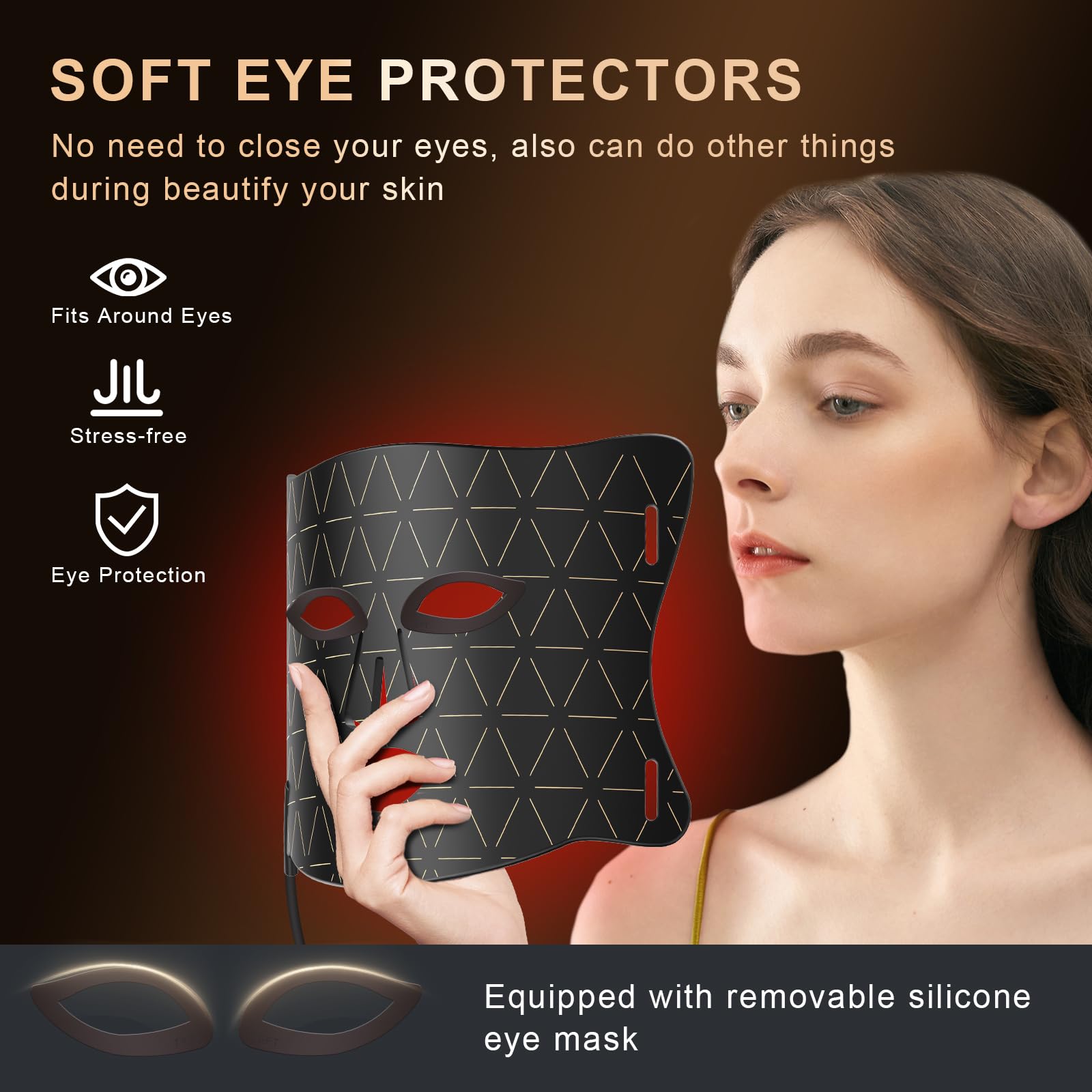 Lovsheme LED Face Mask Light Therapy – Home Professional Skincare with 3 Light Modes