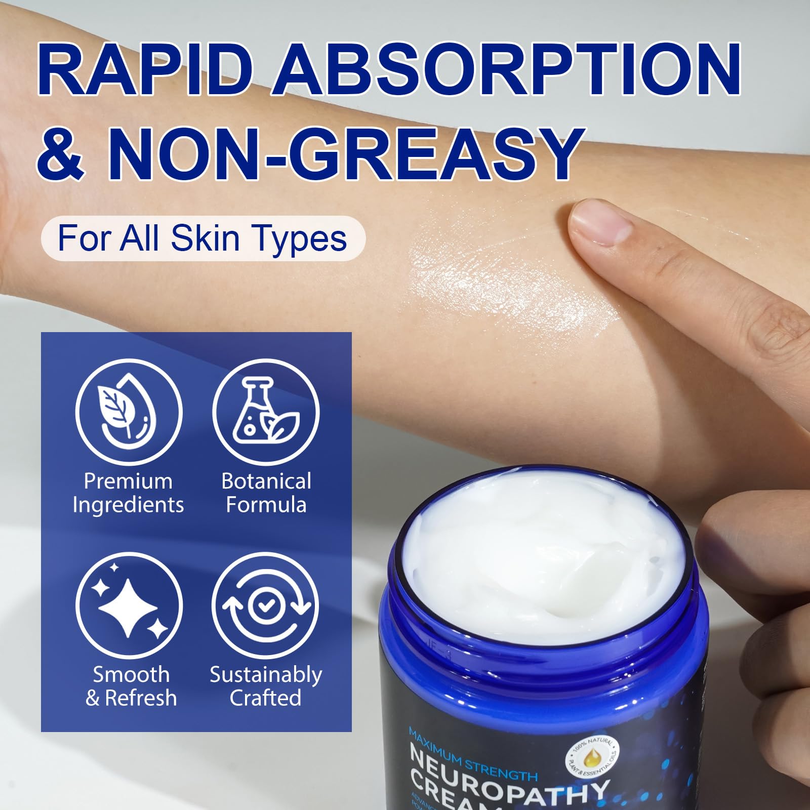 LTQXGT Nerve Relief Cream 2-Pack – Fast-Absorbing, Non-Greasy Foot & Hand Moisturizer