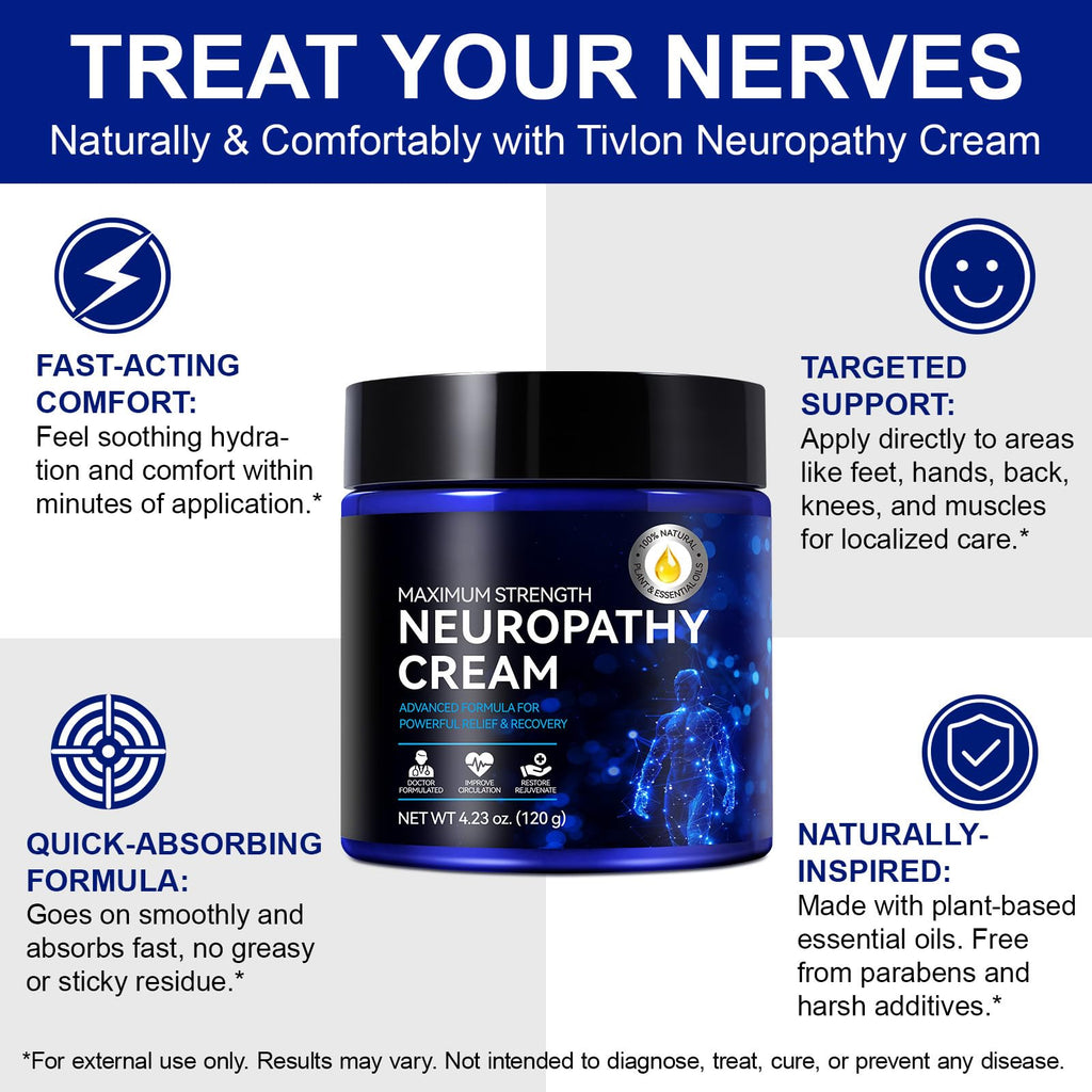 LTQXGT Nerve Relief Cream 2-Pack – Fast-Absorbing, Non-Greasy Foot & Hand Moisturizer