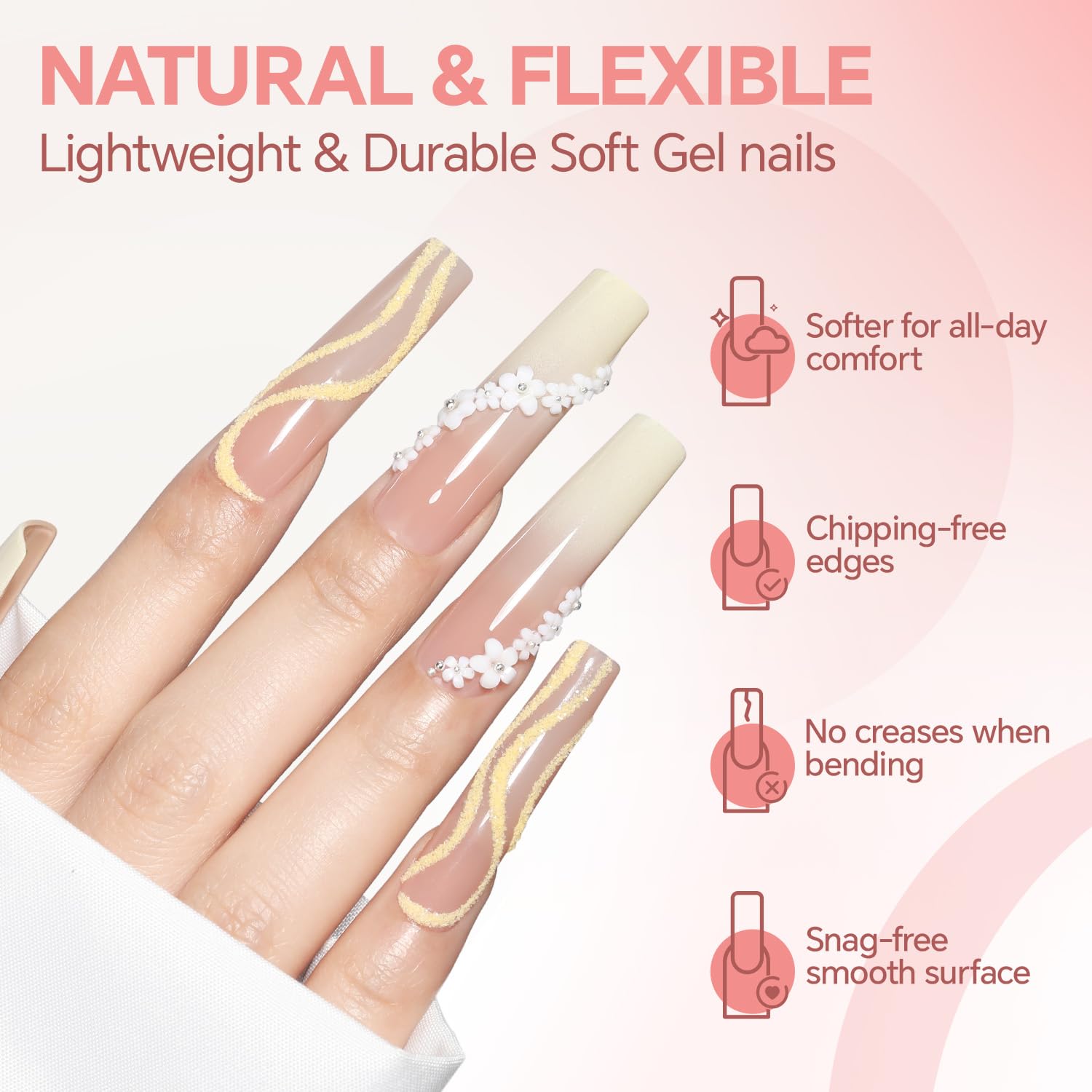 Luckyfairy XXL No C Curve Square Flat Nail Tips - 240pcs, 12 Sizes, Matte Clear