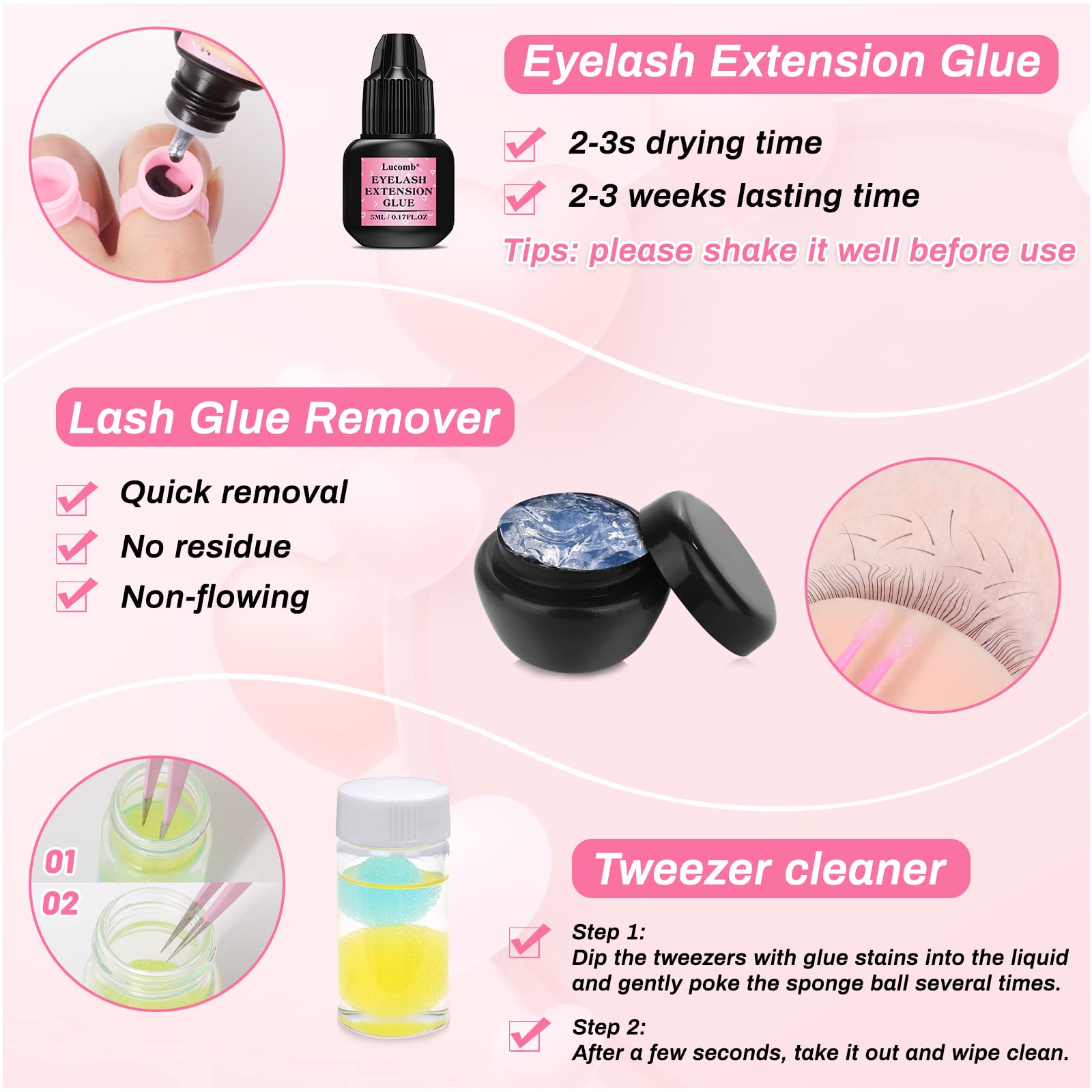 Lucomb DIY Lashes Extension Kit – 227 PCS Lash Training Starter Set