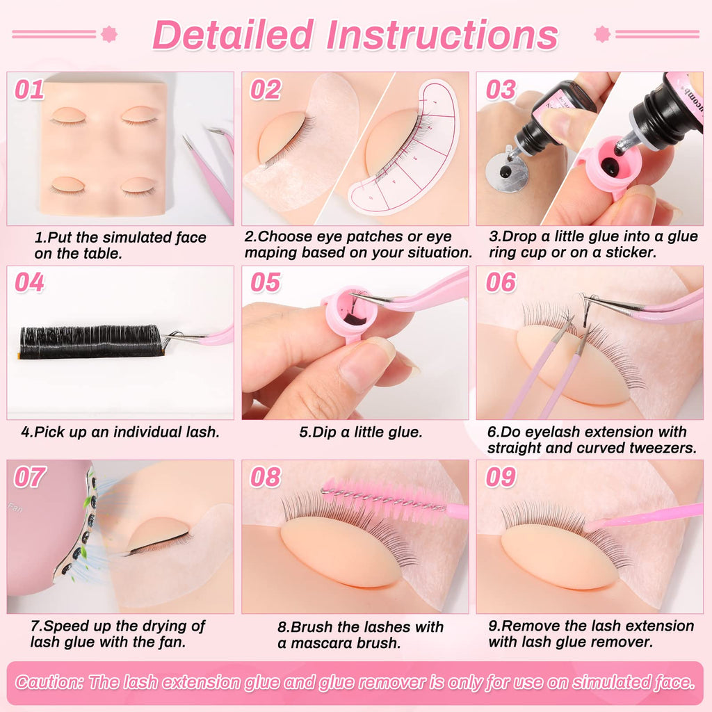 Lucomb DIY Lashes Extension Kit – 227 PCS Lash Training Starter Set