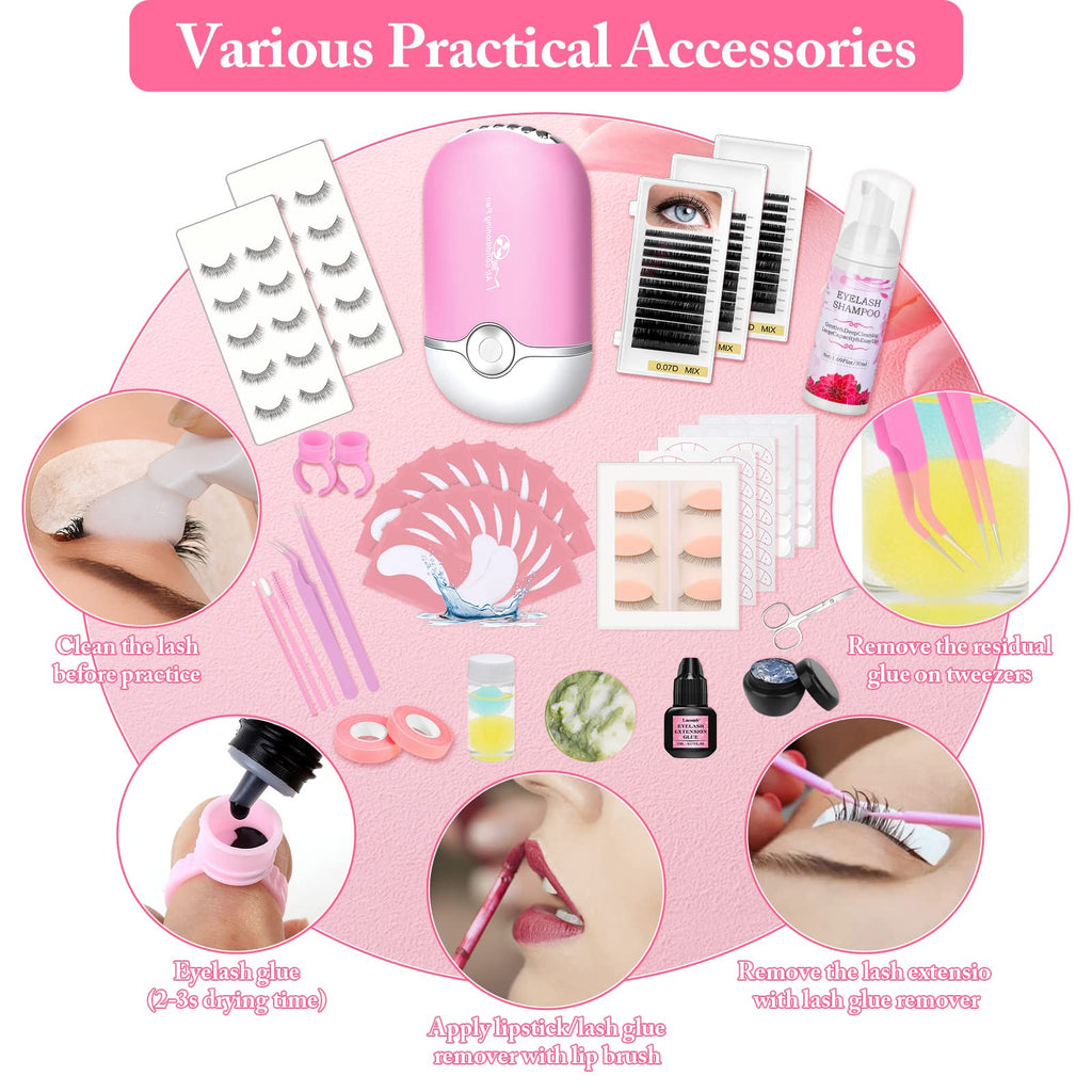 Lucomb Eye Lash Extension Practice Kit – 345 Pcs with Manikin Head & Tools