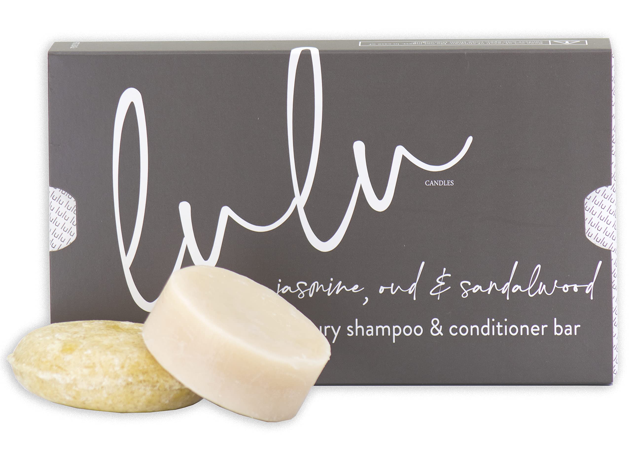 Lulu Candles Jasmine Oud Sandalwood Shampoo & Conditioner Bar Set – Made in USA (3 oz + 1 oz)